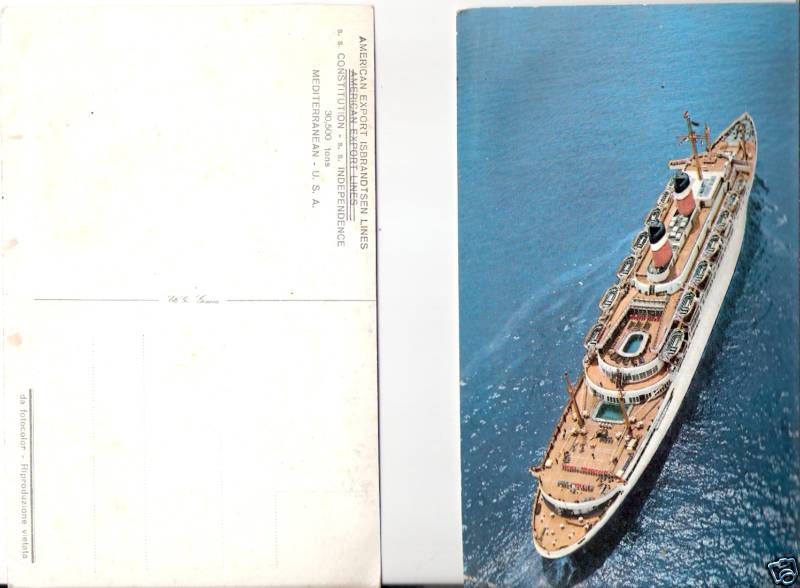 US S.S. CONSTITUTION AMERICAN EXPORT LINE,SHIP POSTCARD  