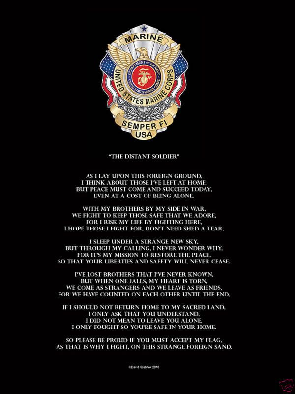 Military Soldier Marine USMC Semper Fi Poem Poster Print Novelty 