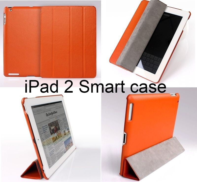 Orange Leather Smart Case Cover with Stand For iPad 2  
