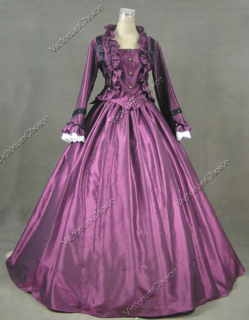 Civil War Victorian Satin Ball Gown Day / Evening Dress 170 XL  