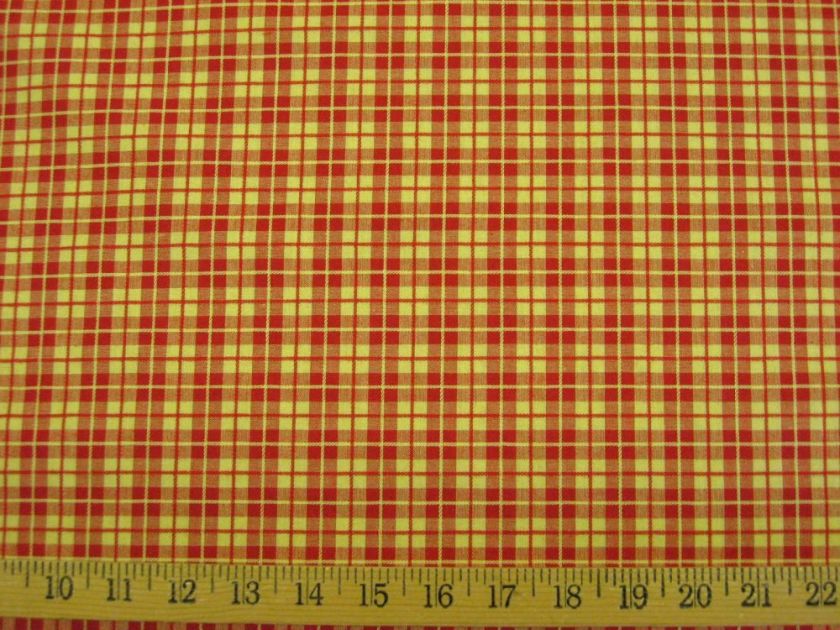   yd Red and Yellow Gold Check Drapery Upholstery Fabric r8425  