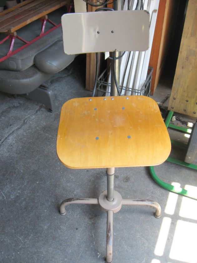 Vintage Ajustrite Stool, Backrest Adjustable Industrial E100  