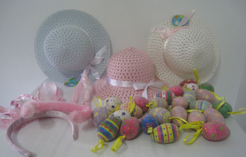   Easter Decorations Sparkle Eggs Girls Fashion Hats Bunny Ear Headband