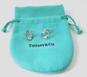 Tiffany & Co. ELSA PERETTI Sterling Silver OPEN HEART Earrings 