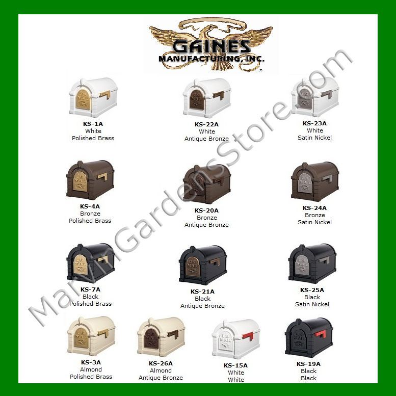 GAINES KEYSTONE SERIES MAIL BOX CAST ALUMINUM MAILBOX 28 VARIATIONS 