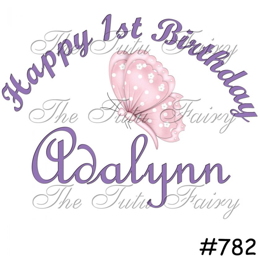Pink Purple Butterfly Birthday shirt name personalized t tee baby 