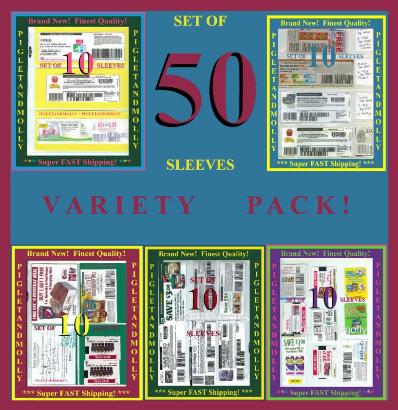 50 Coupon Binder Sleeve VARIETY PACK ORGANIZER Pages  