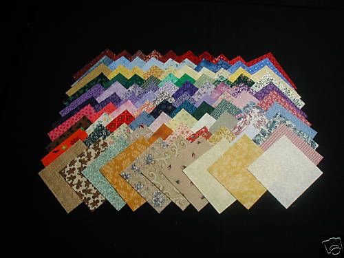 100 3 1/2 INCH CHARM FABRIC QUILT SQUARES  