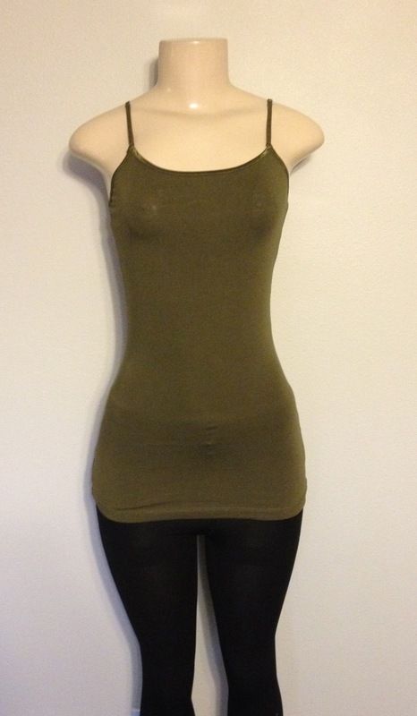 New Womens Spaghetti Strap Tank Top  15 Colors   Long and Short   Size 