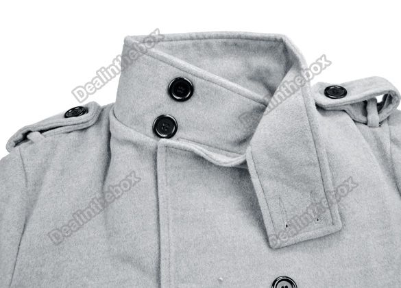 Mens Korea Slim Classic Double Breasted Wool Coat Jacket Windbreak 2 